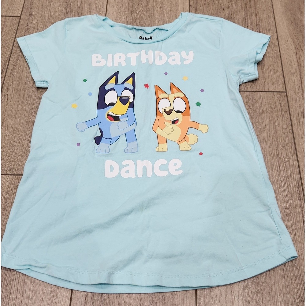 Bluey & Bingo Birthday Dance Girls T-Shirt Size 10–12 Youth Tee Top 100% Cotton